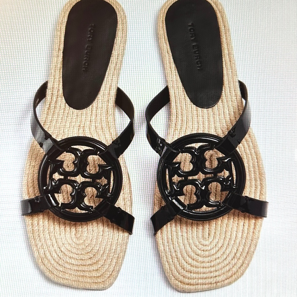 Tory Burch Black and Tan Sandals